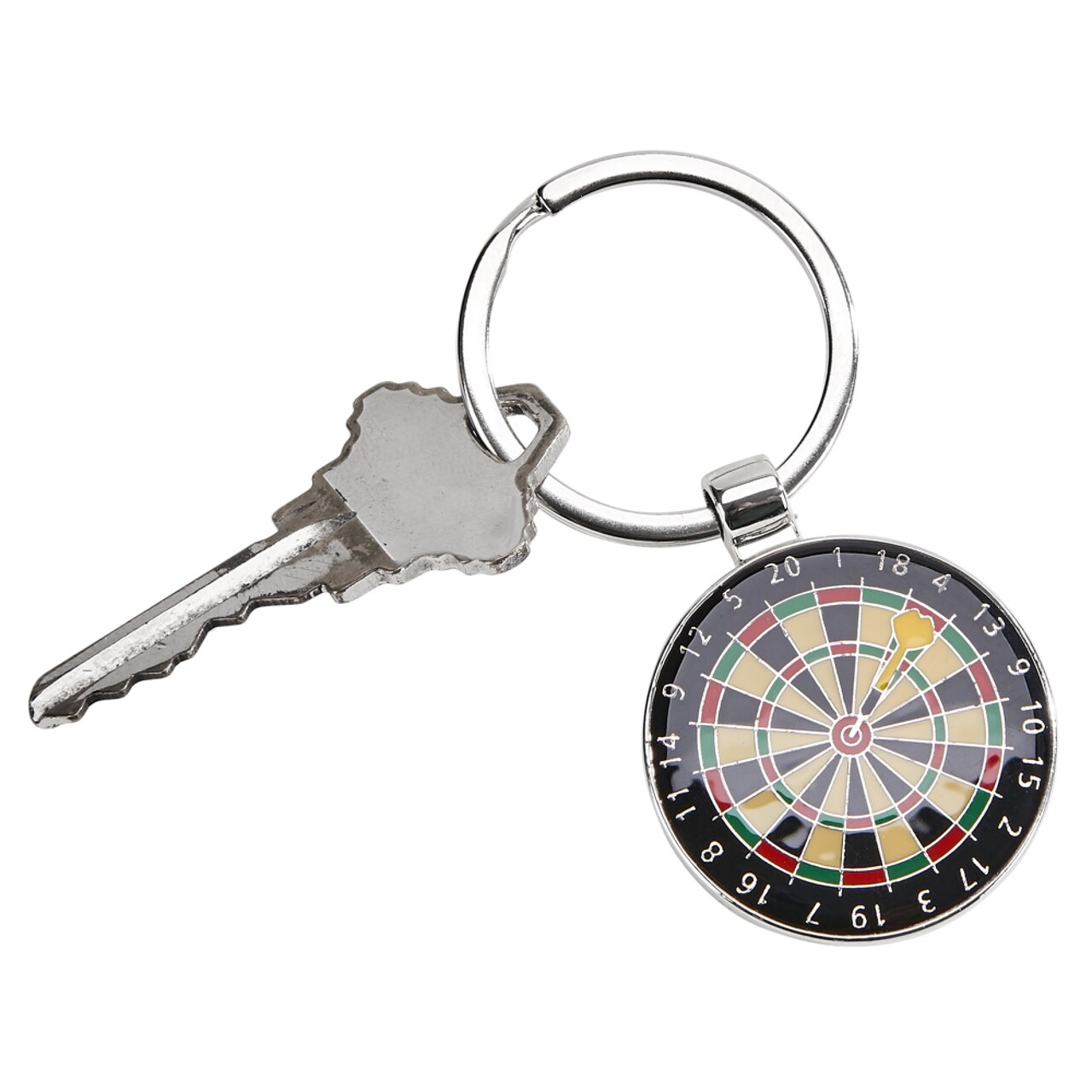 Contemporary Home Living 1.25" Black and Silver Dart Board Design Key Chain